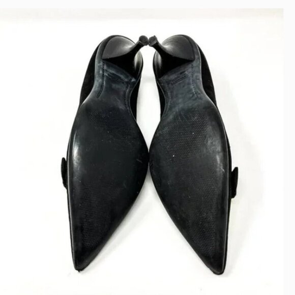 Coach Black Italian Suede Gold Buckle Pointed Toe Pumps - Size 8.5 - Picture 5 of 6